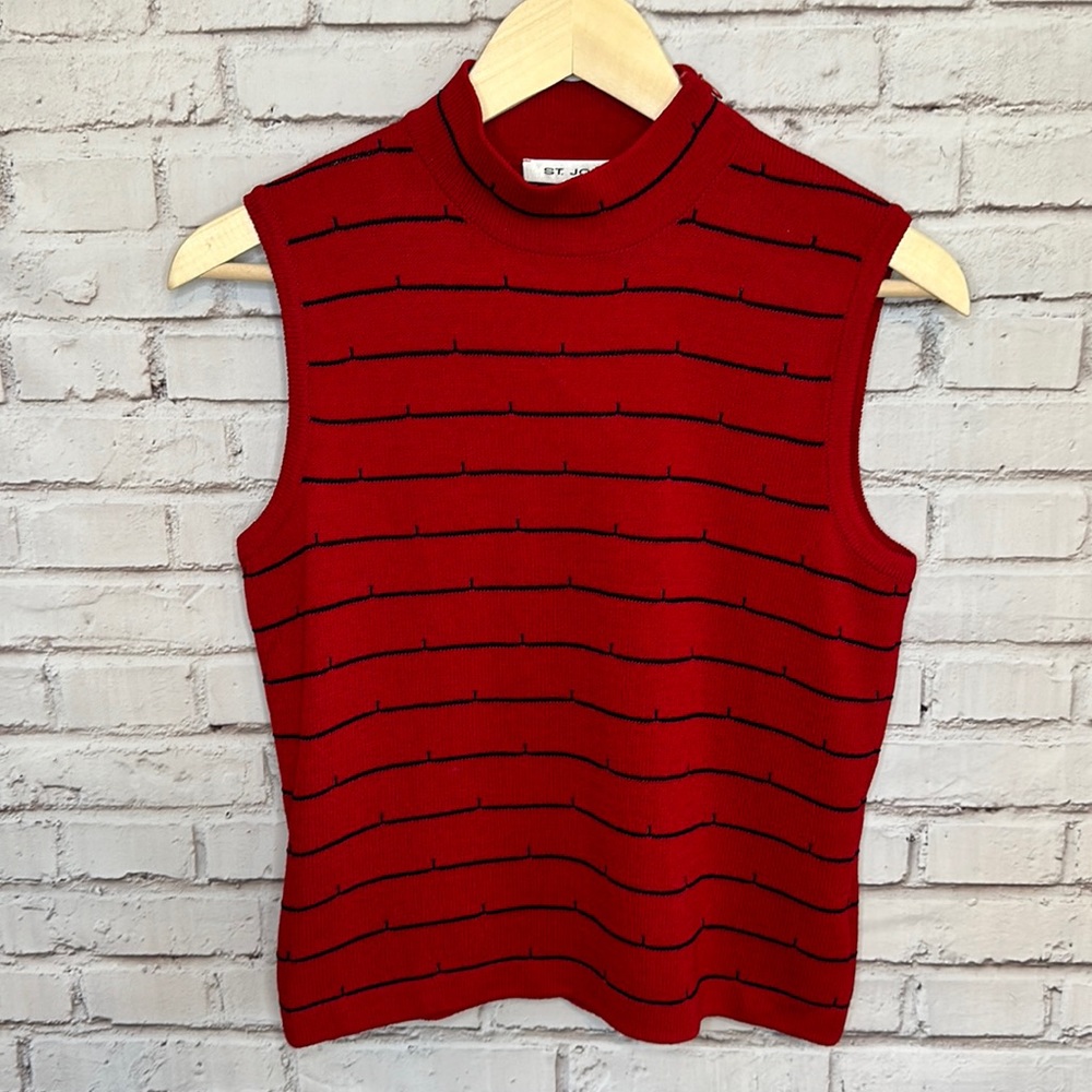NWT | St. John Santana Knit Mock Neck Sleeveless Sweater | Sz P